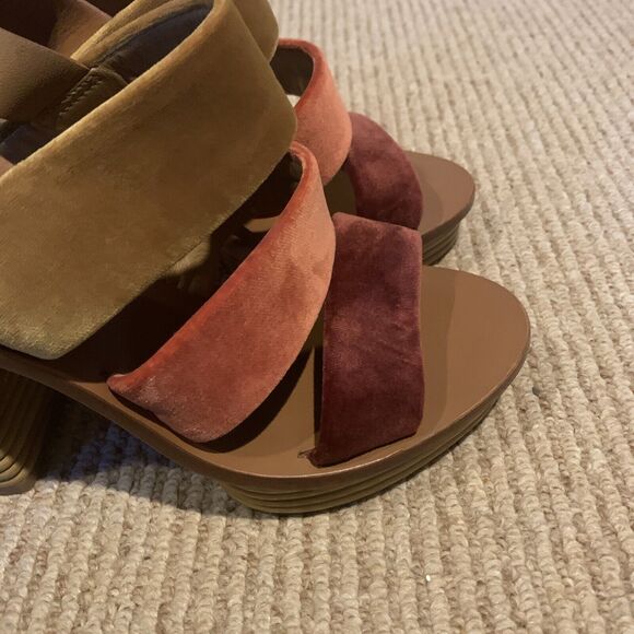 Tory Burch Velvet Color Block Slingback Sandals Size 6M - Picture 2 of 9